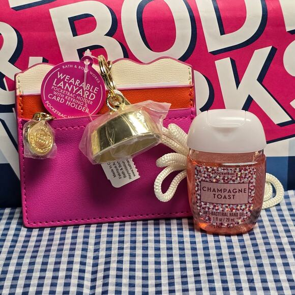 BBW Pink Wearable Lanyard PocketBac Holder Compartment Card Holder & Champagne - Picture 1 of 5
